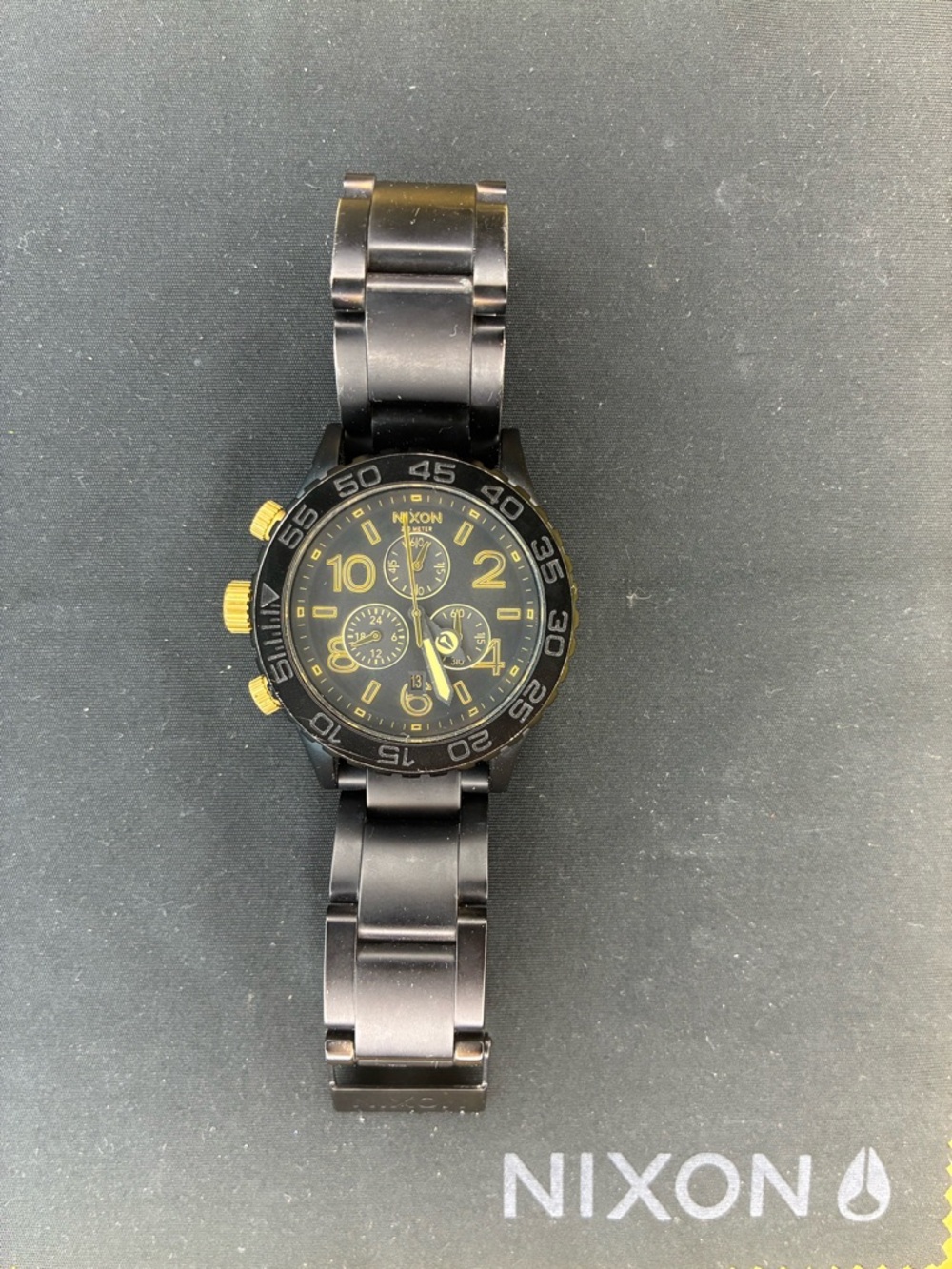 Nixon Black and Gold Stainless Steel The 42-20 Chrono Watch